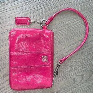 Coach Pink Leather Wristlet